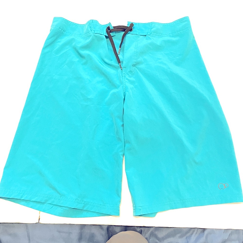 OP OPFLEX 4-Way Stretch mens swim shorts Trunk AQUA Blue Size 32.